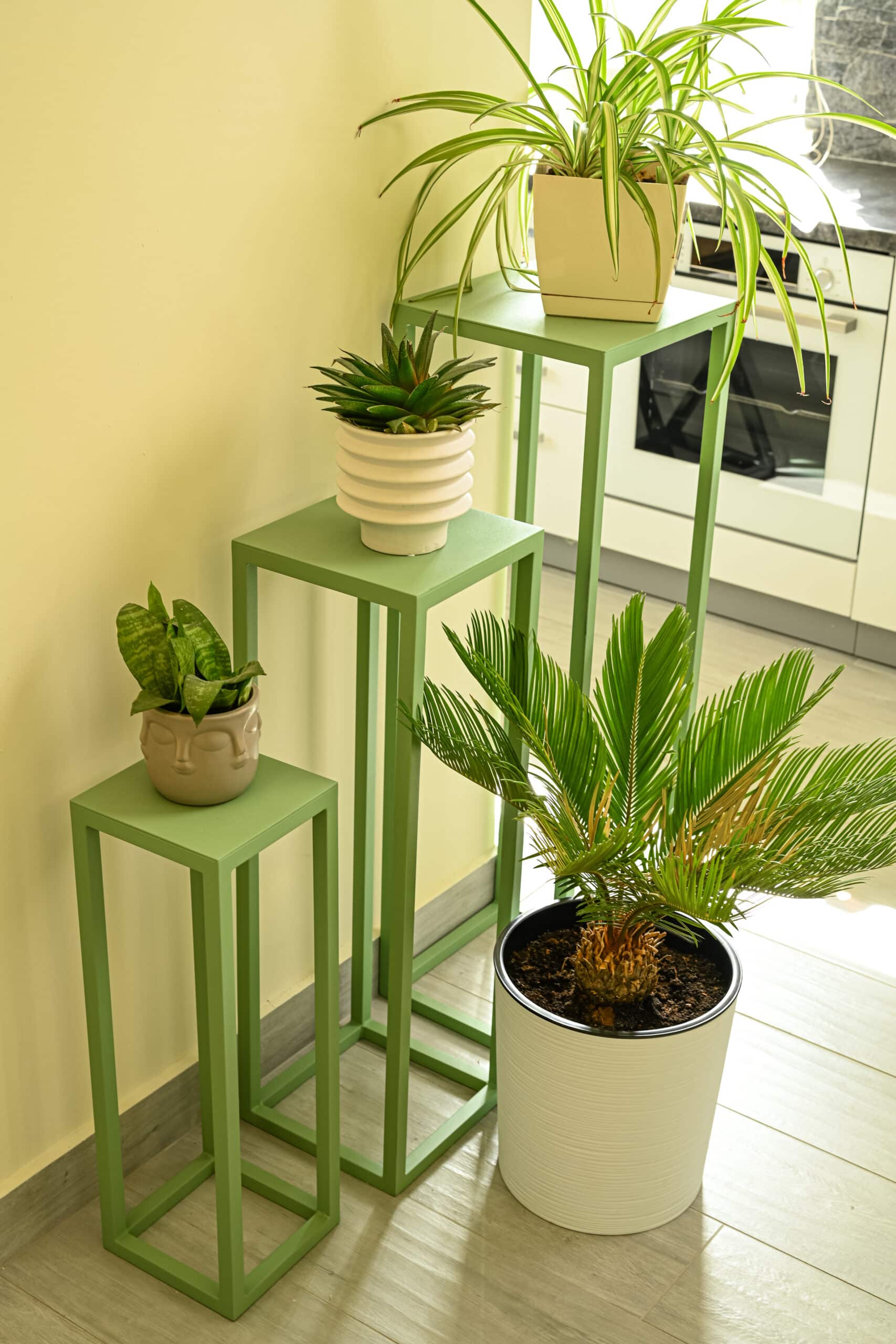 Stojaki na kwiaty Tetris Steel | Pastelowa zieleń