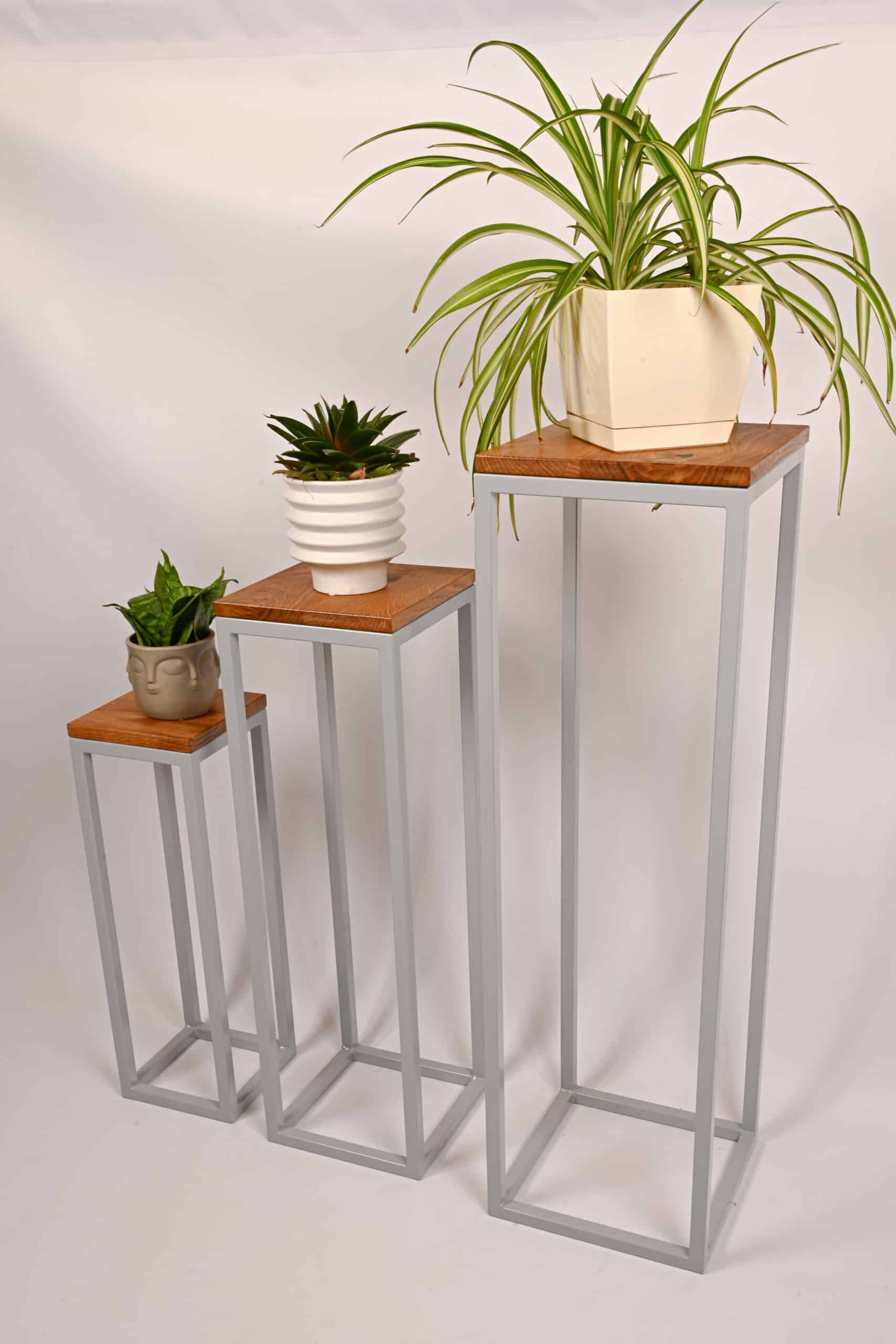 Stojaki na kwiaty Tetris Wood | Białe aluminium